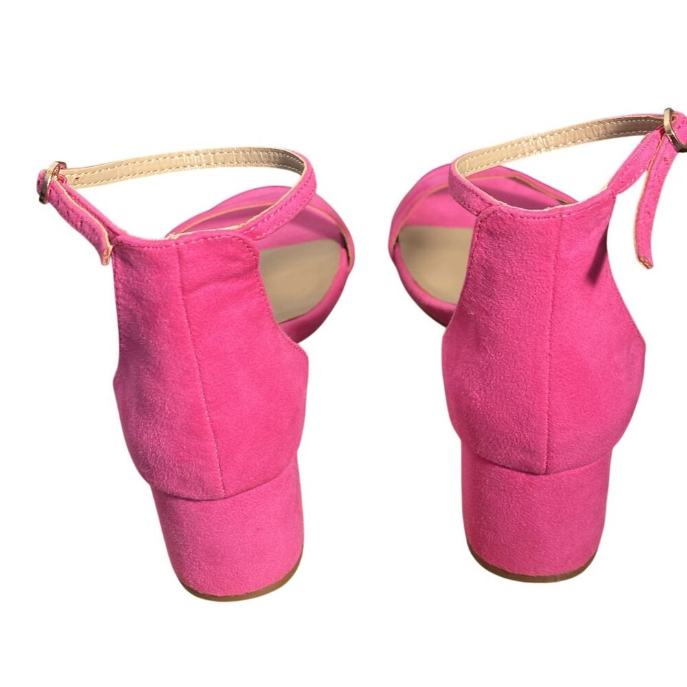 Dream Pairs Womens Pink Low-Chunk Heel Sandals With Ankle Strap Size 8.5 - Picture 2 of 5